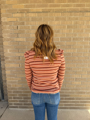 Multicolor Stripe Top - Rust
