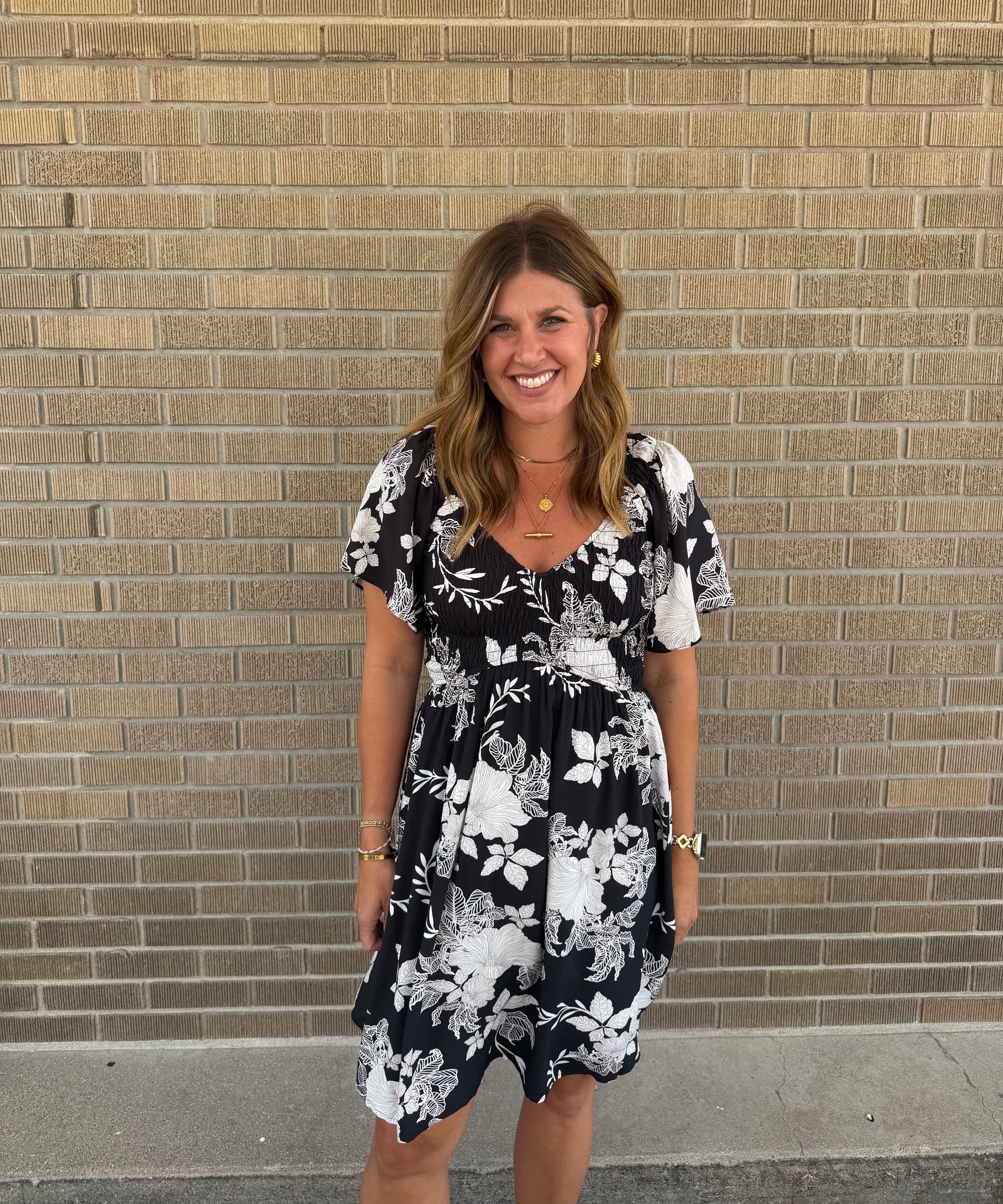 Black and White Floral Dress