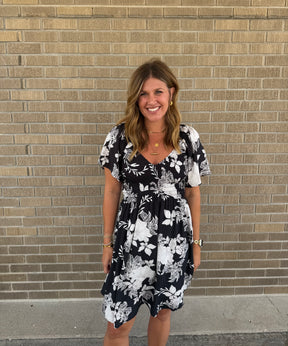 Black and White Floral Dress