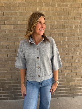 Short Sleeve Cardigan - Gray