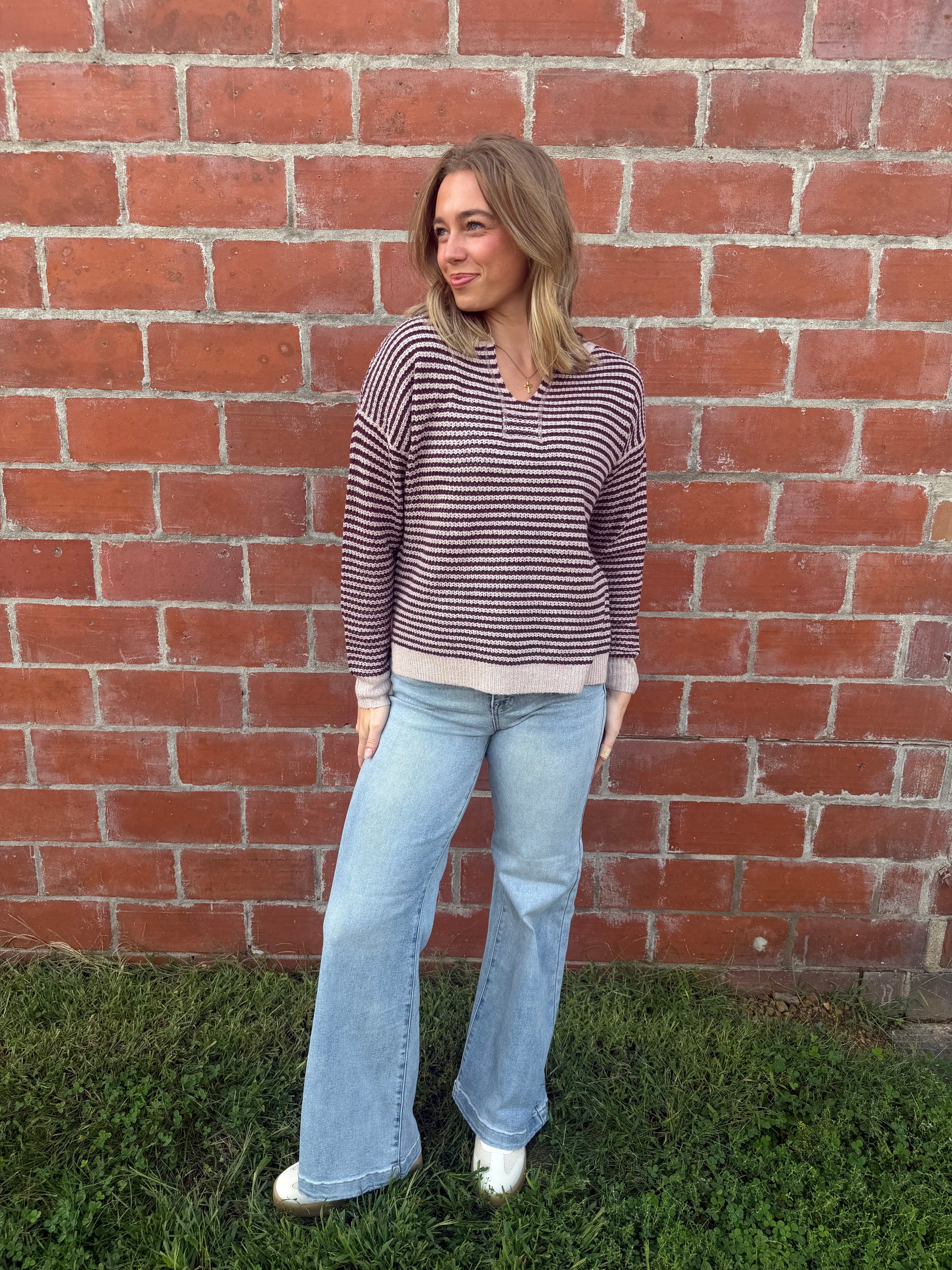 Mulberry and Cream Sweater