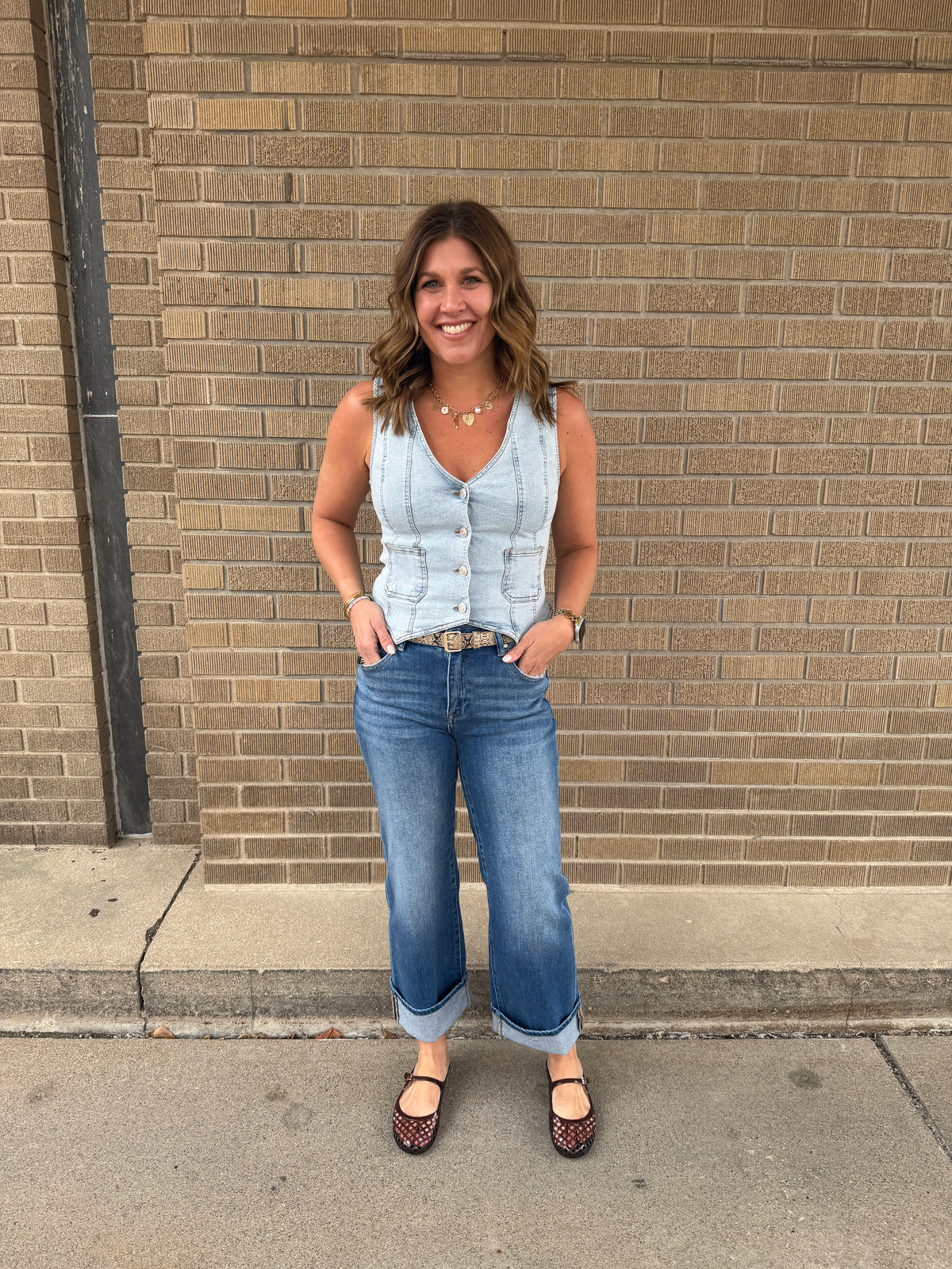 Light Wash Denim Vest