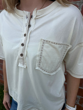 Vintage Cream Henley Tee