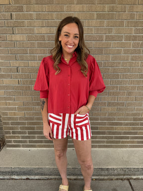Red and White Stripe Shorts