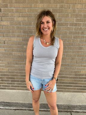 Essential V Neck Baby Ribbed Tank