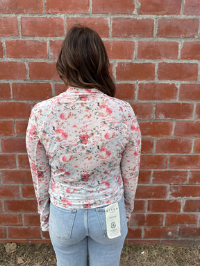 White Floral Mesh Long Sleeve