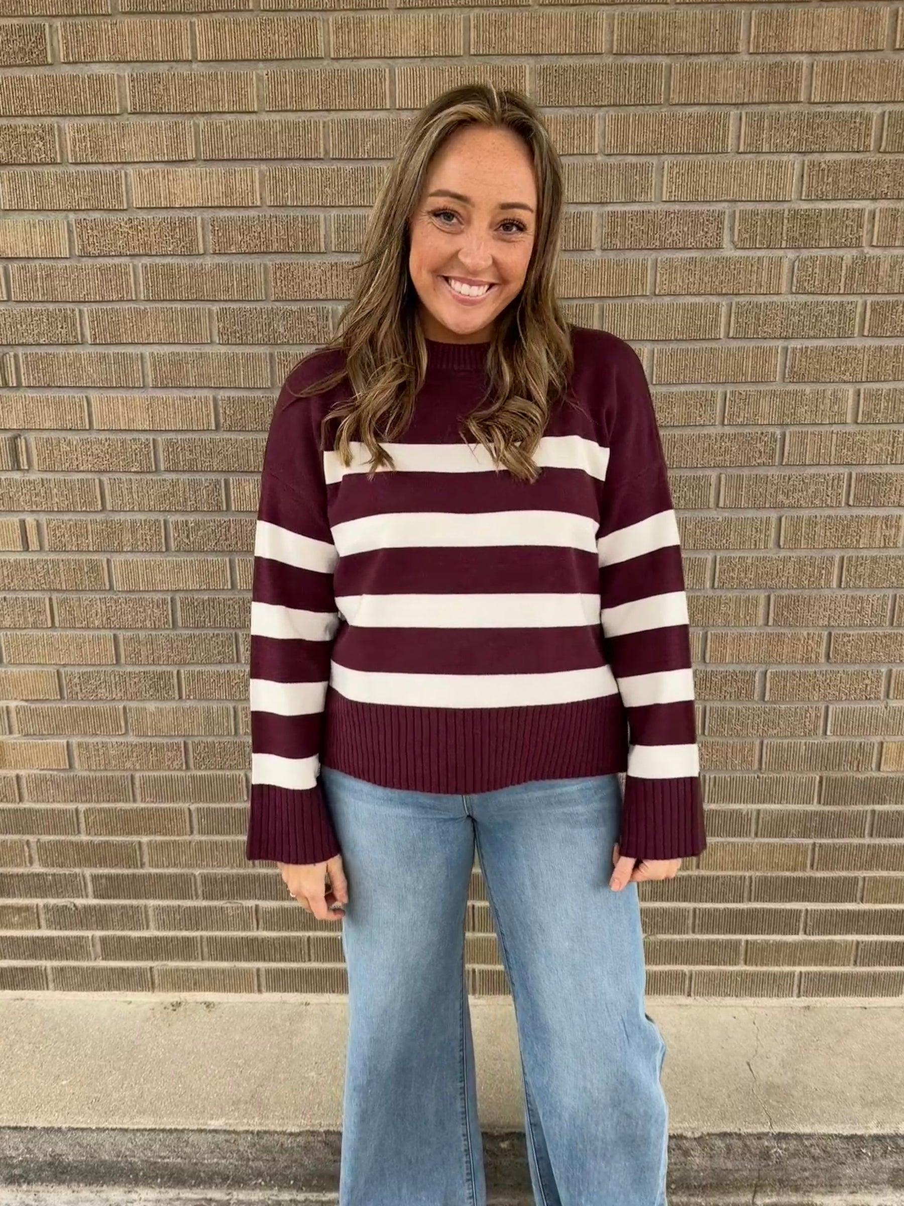 Soft Stripe Sweater - Cherry