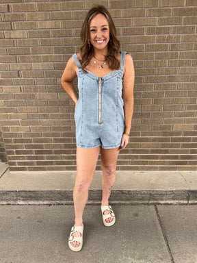 No Regrets Denim Romper