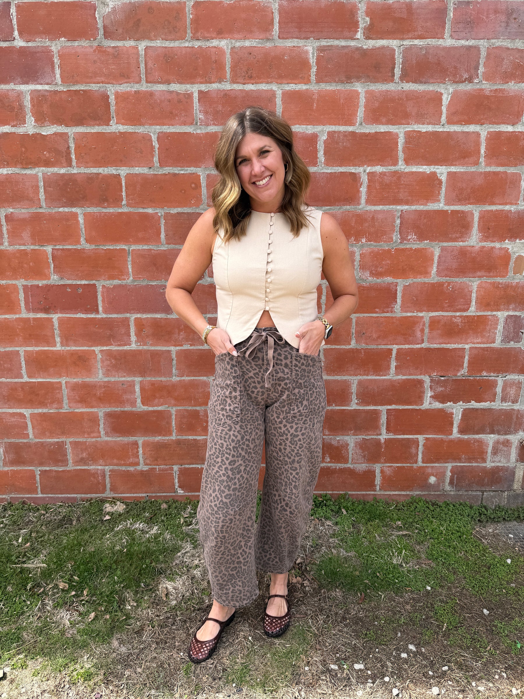 Khaki Button Up Top