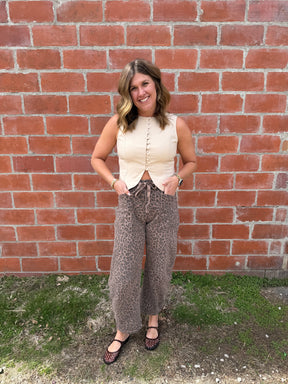 Khaki Button Up Top