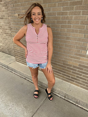 Red and White Stripe Tank