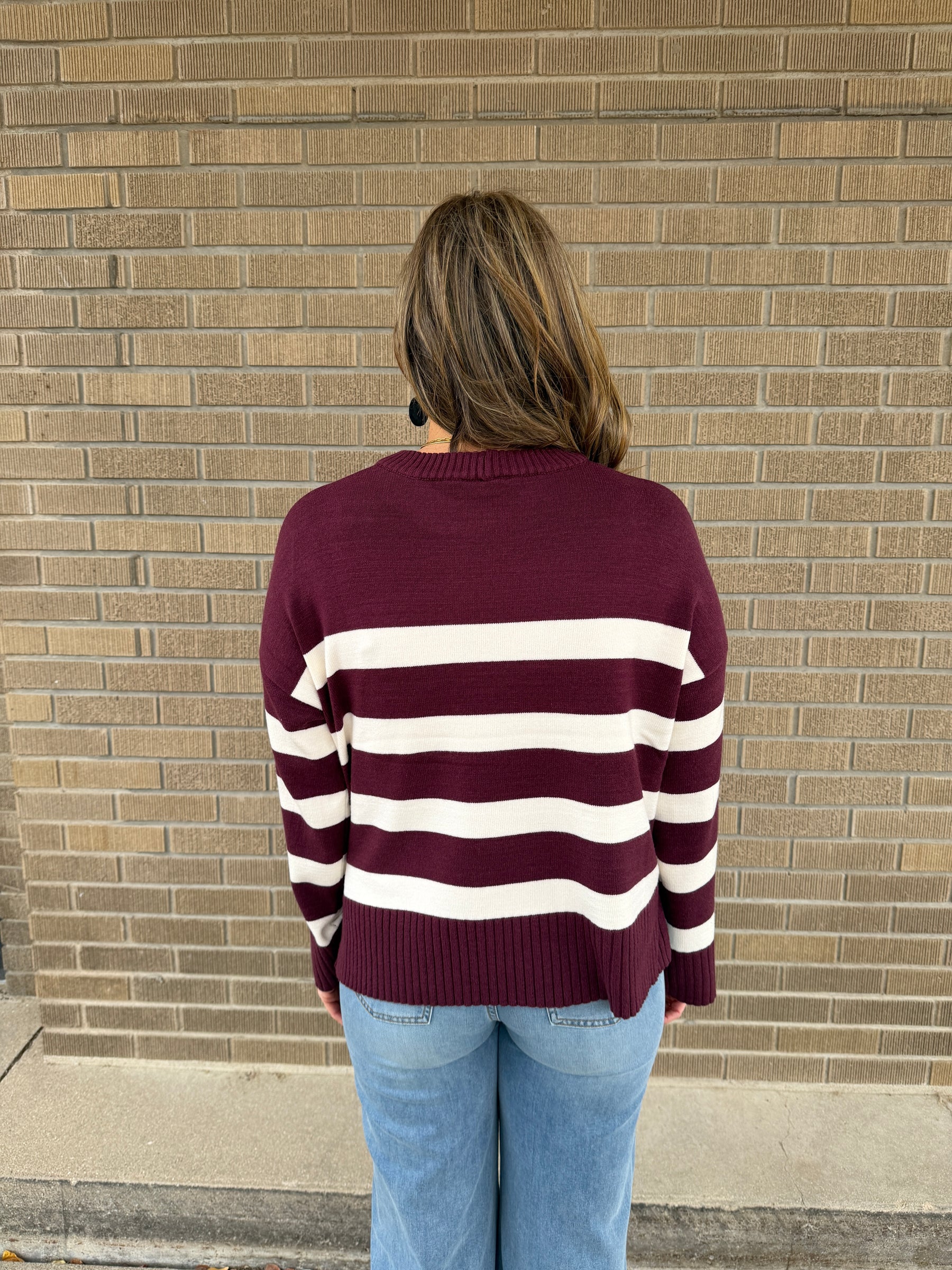 Soft Stripe Sweater - Cherry