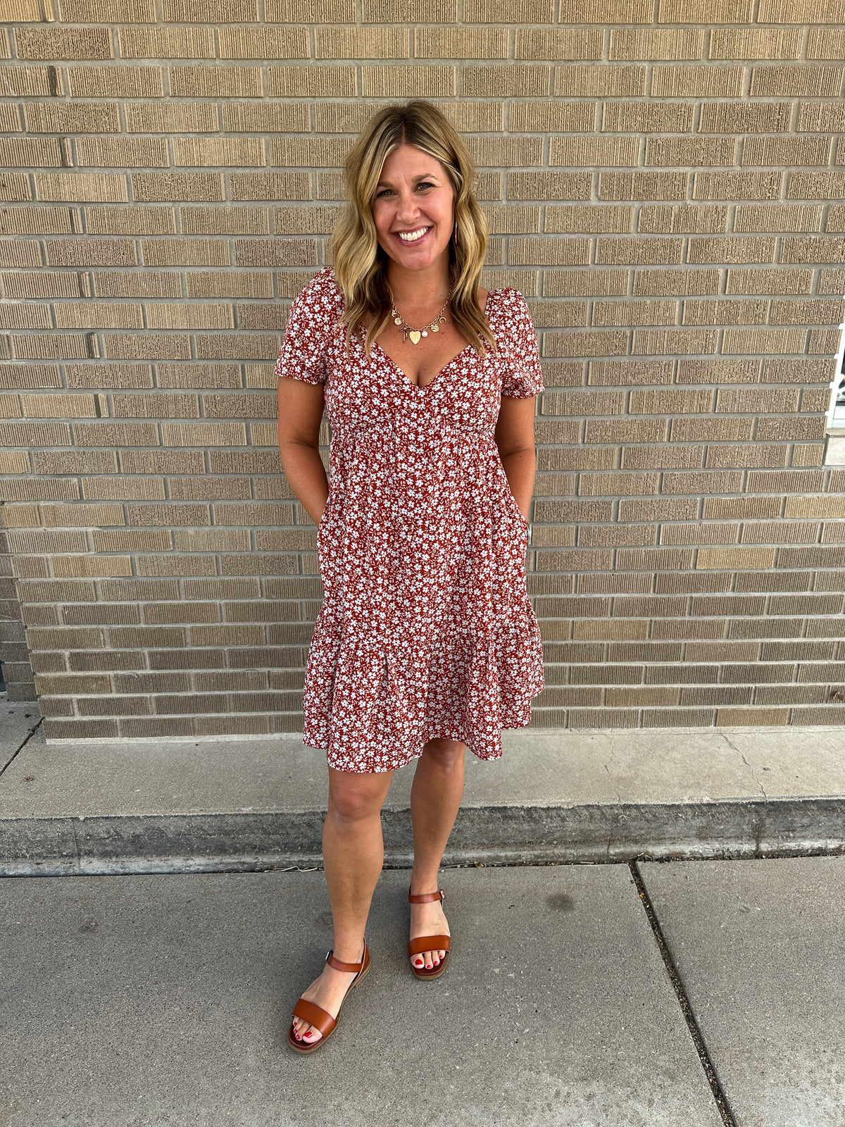 Rust Floral Dress