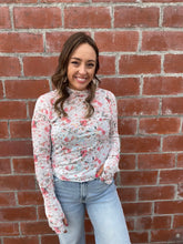 White Floral Mesh Long Sleeve