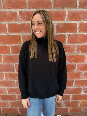 Mock Modal Pullover - Black