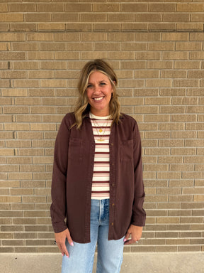 Asher Tee - Pink Burgundy Stripe