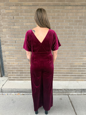 Burgundy Velvet Jumpsuit