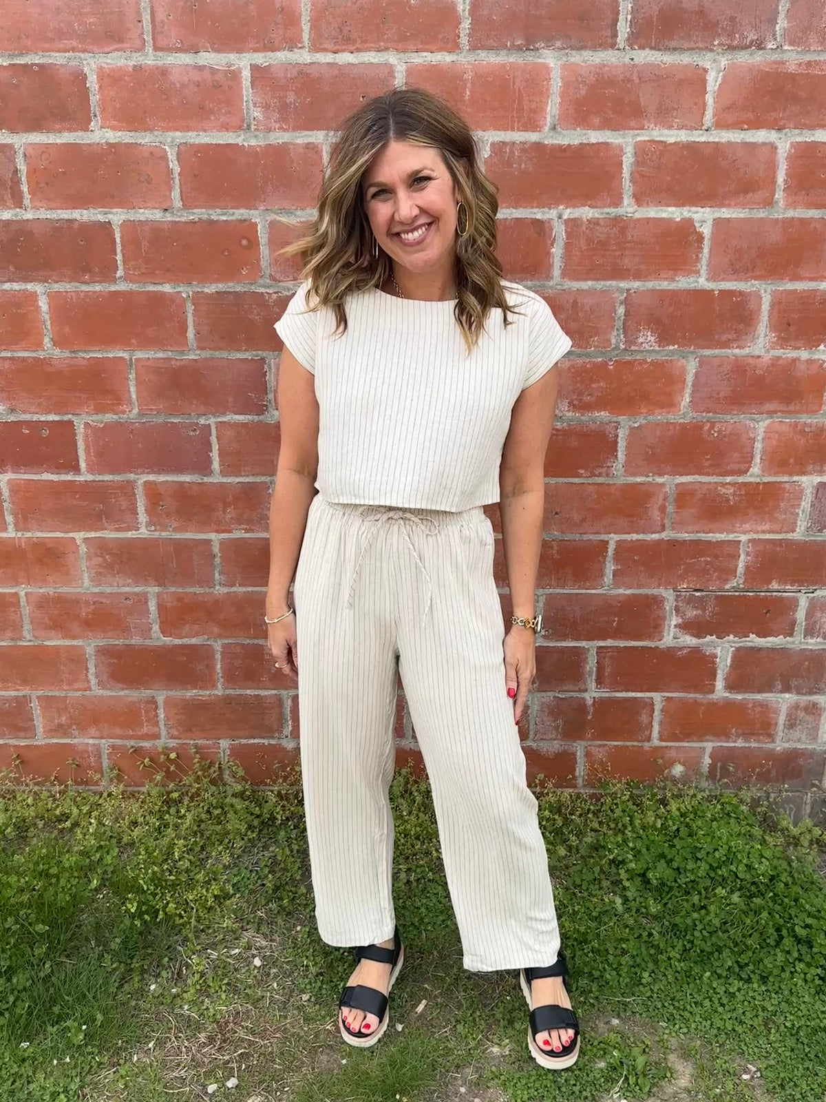 Pinstripe Linen Top