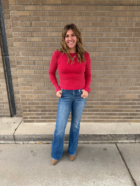 Red Waffle Knit Top