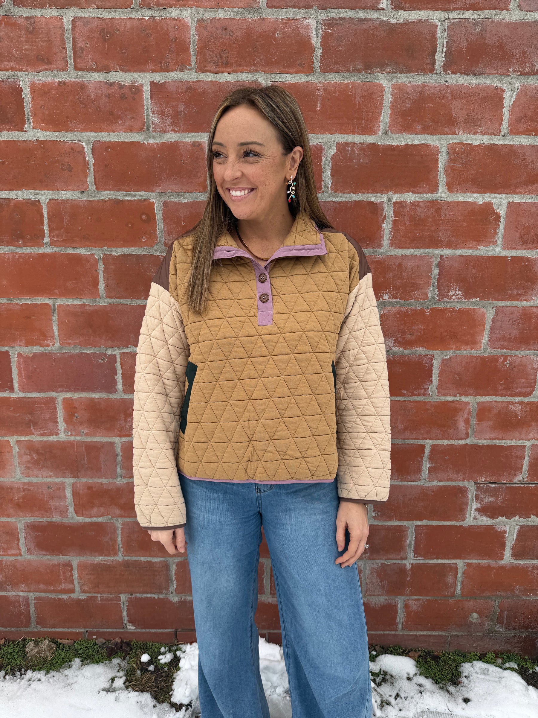 Earth Tones Quilted Sweatshirt
