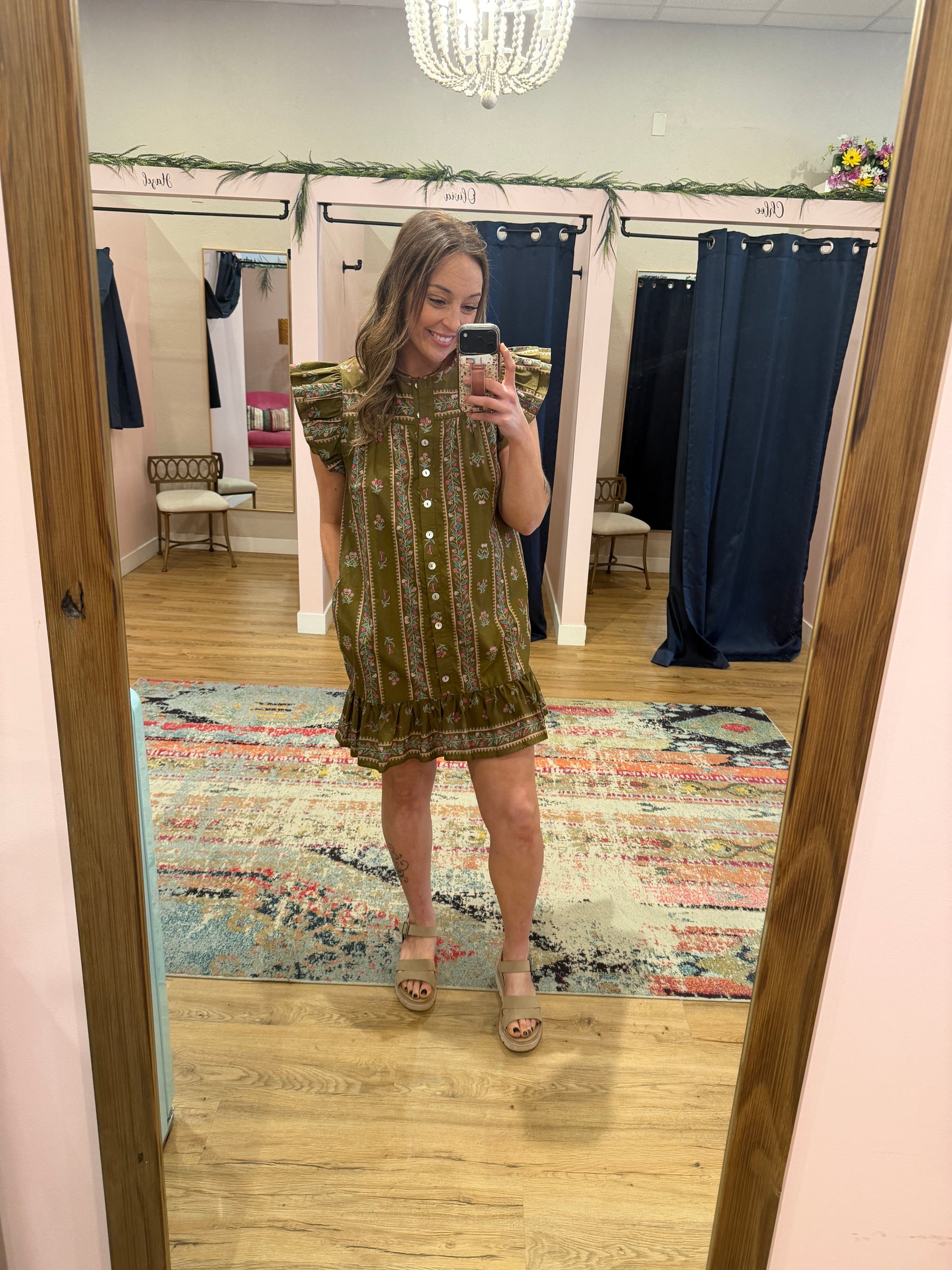Olive Floral Mini Dress