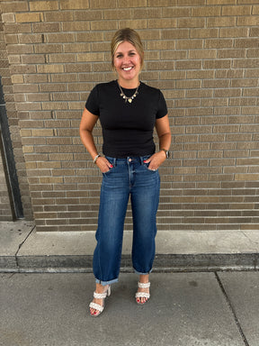 Dark Wash Barrel Jeans