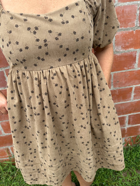 Floral Corduroy Mini Dress