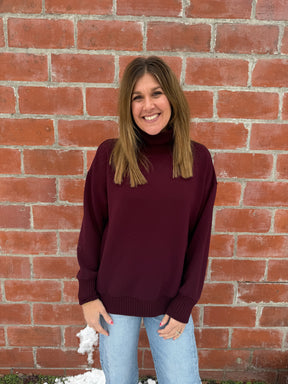 Mock Modal Pullover - Dark Cherry