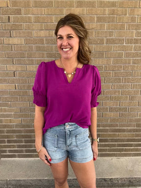 Perfect Crinkle Blouse - Magenta