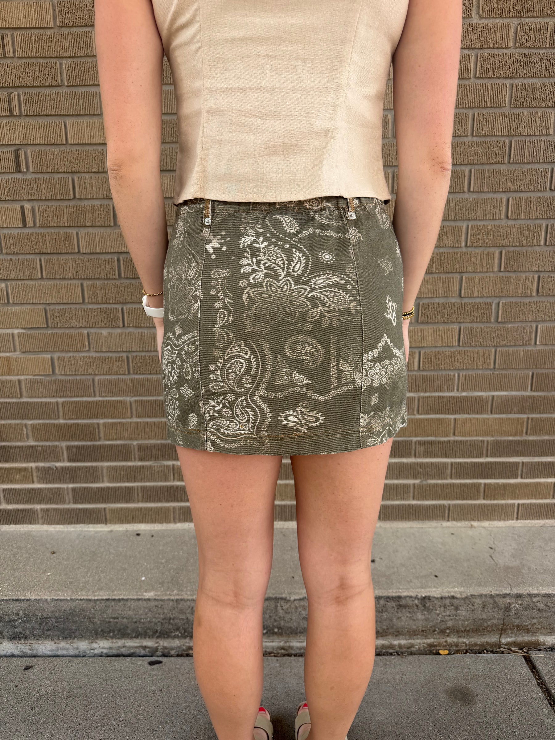 Paisley Olive Green Skirt