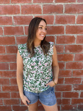 Green Floral Blouse