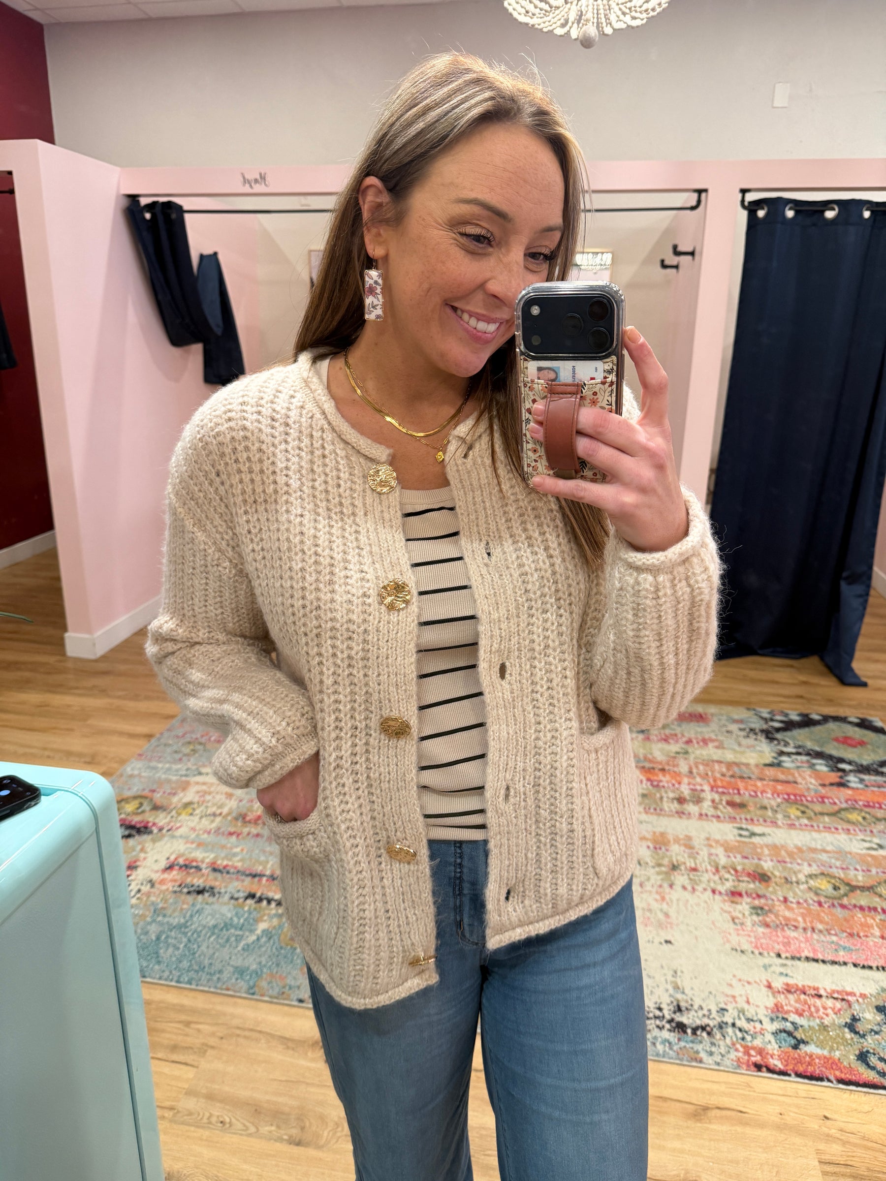 Showstopper Gold Button Cardigan