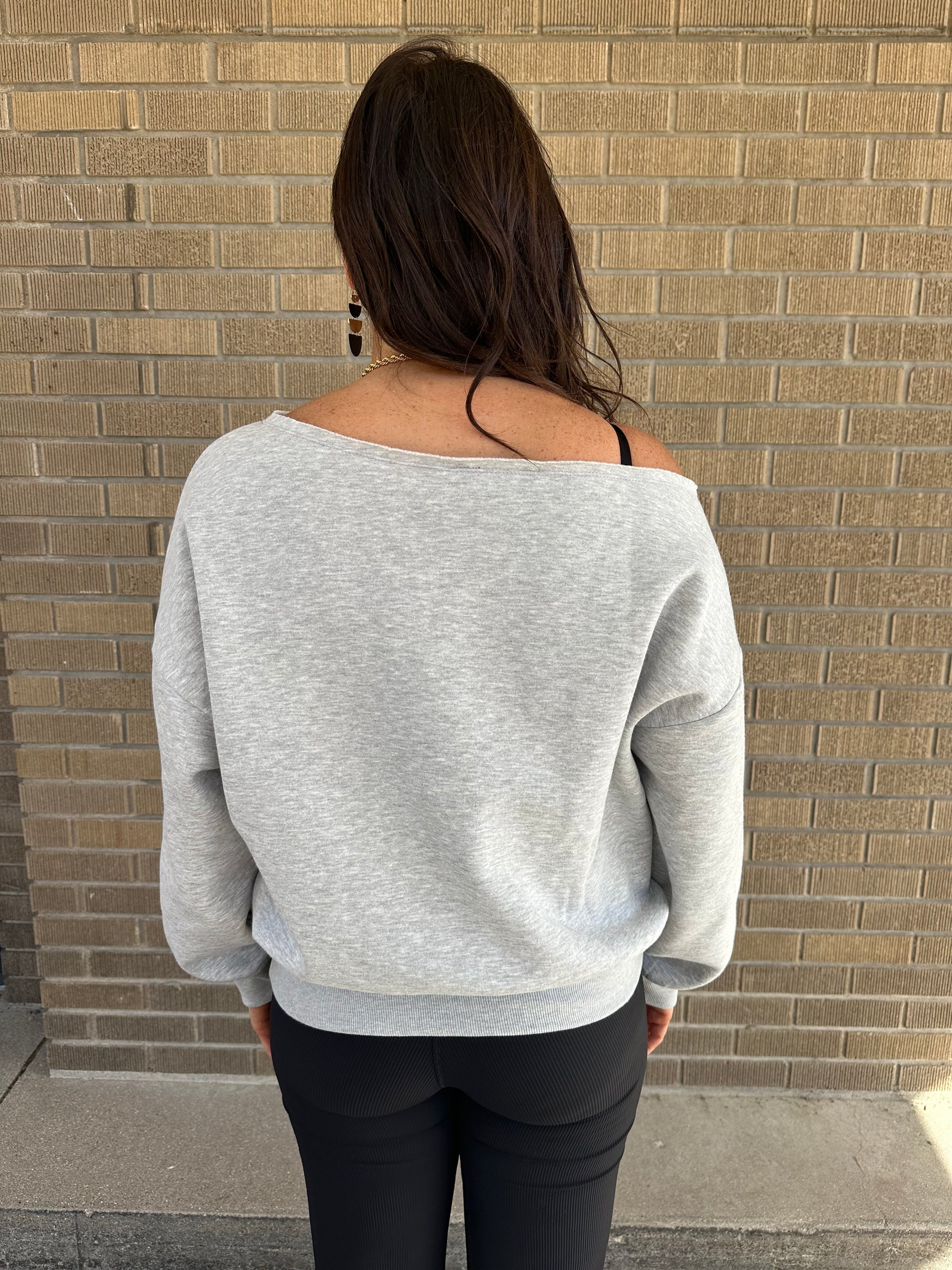 Off The Shoulder Grey Top