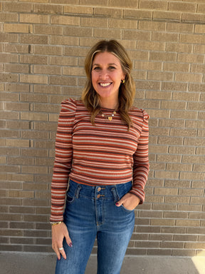 Multicolor Stripe Top - Rust