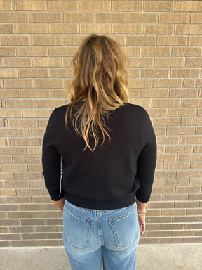 Crop Rooted Cardigan - Black