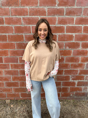 White Floral Mesh Long Sleeve