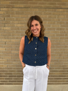 Polka Dot Denim Vest