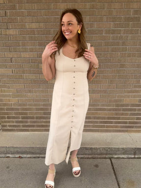 Khaki Button Up Dress