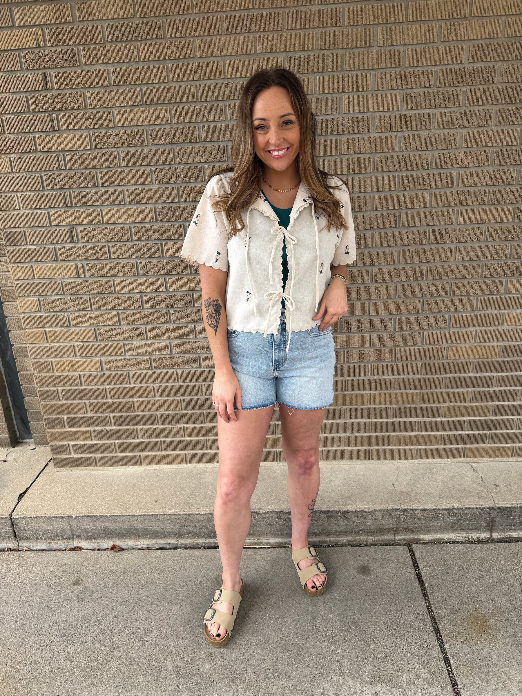 Boho Floral Tie Front Top