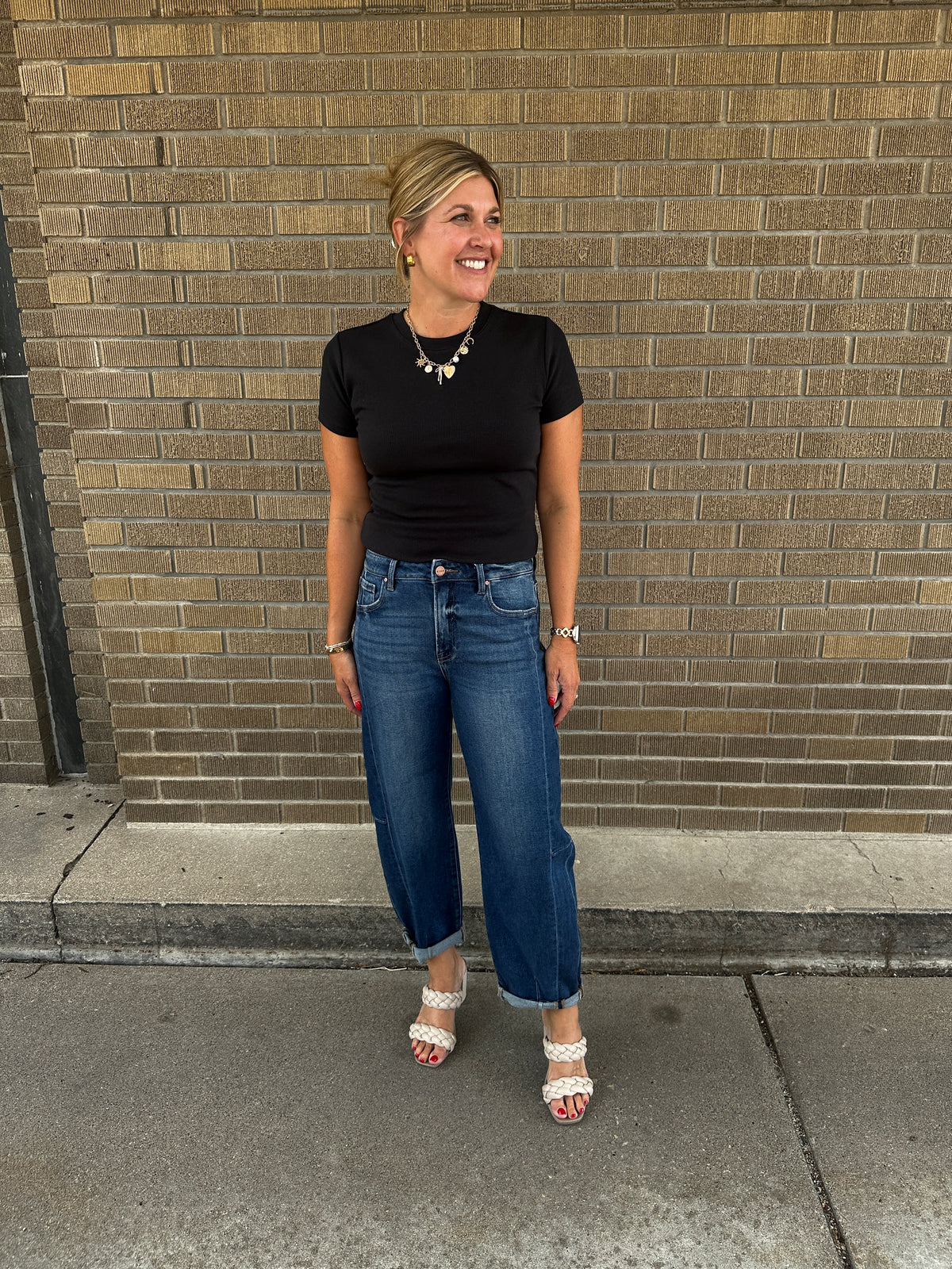 Dark Wash Barrel Jeans