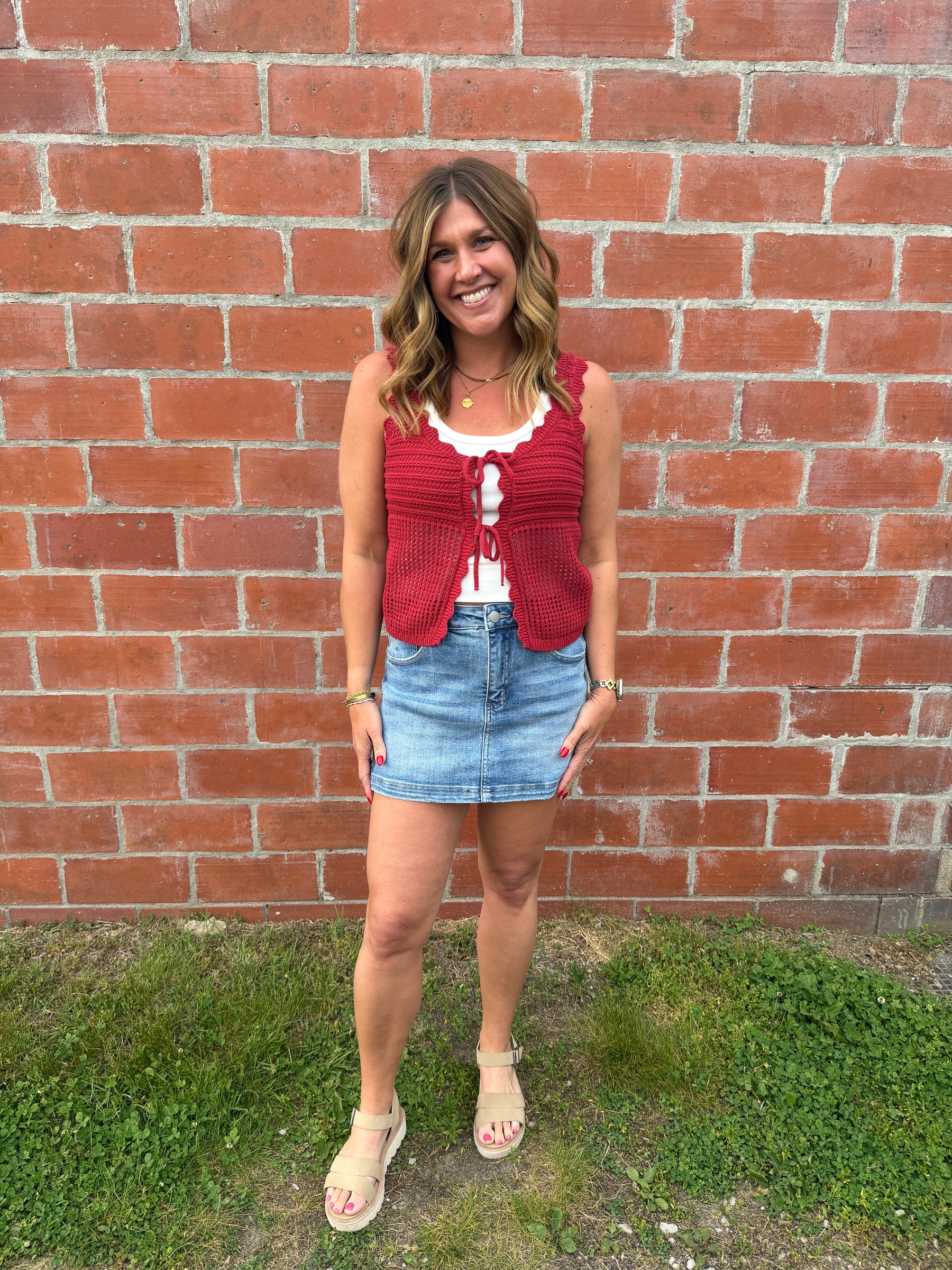 Dark Red Crochet Tank