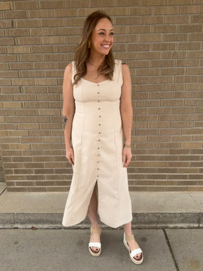 Khaki Button Up Dress