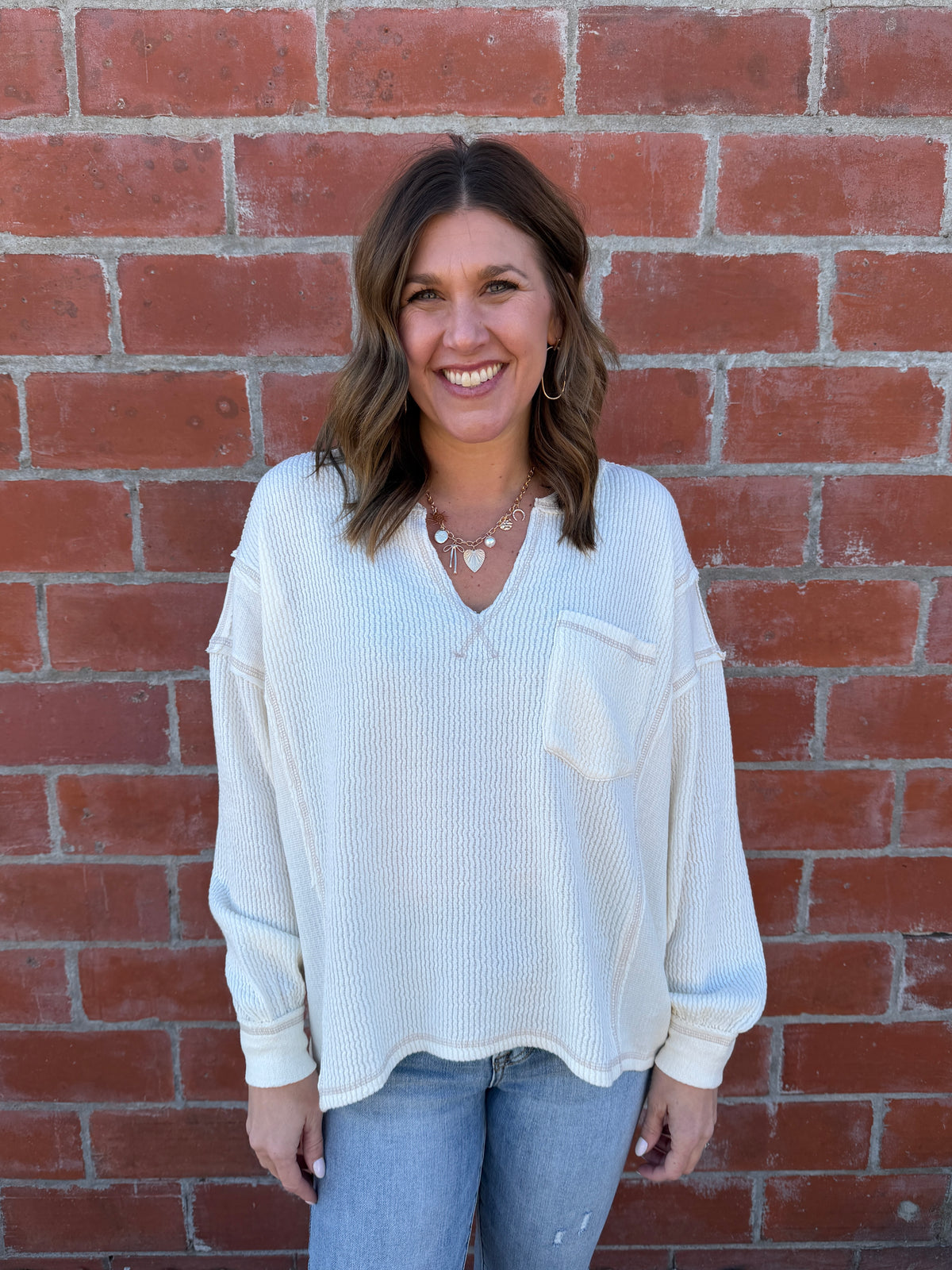 Ribbed Knit Long Sleeve - Ivory