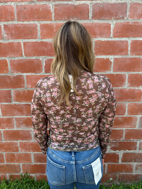 Chocolate Floral Lace Layering Top