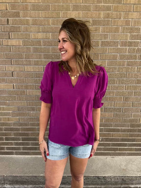 Perfect Crinkle Blouse - Magenta