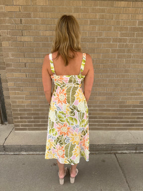 Tropical Floral Midi Dress