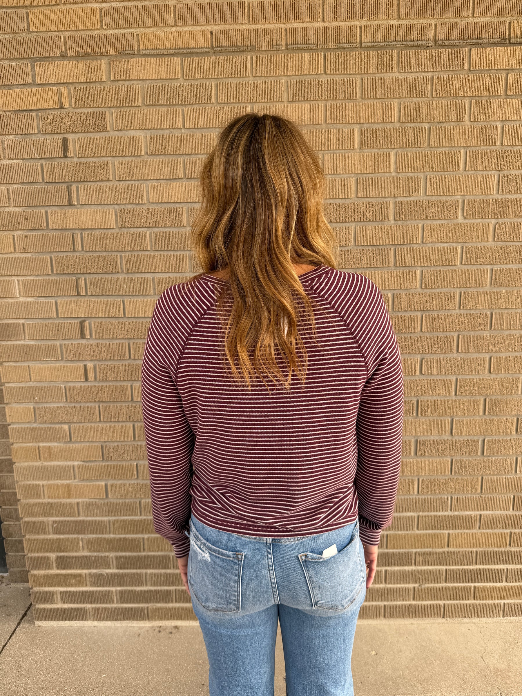 Dark Cherry Stripe Top