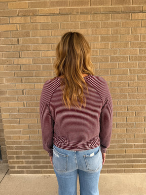 Dark Cherry Stripe Top