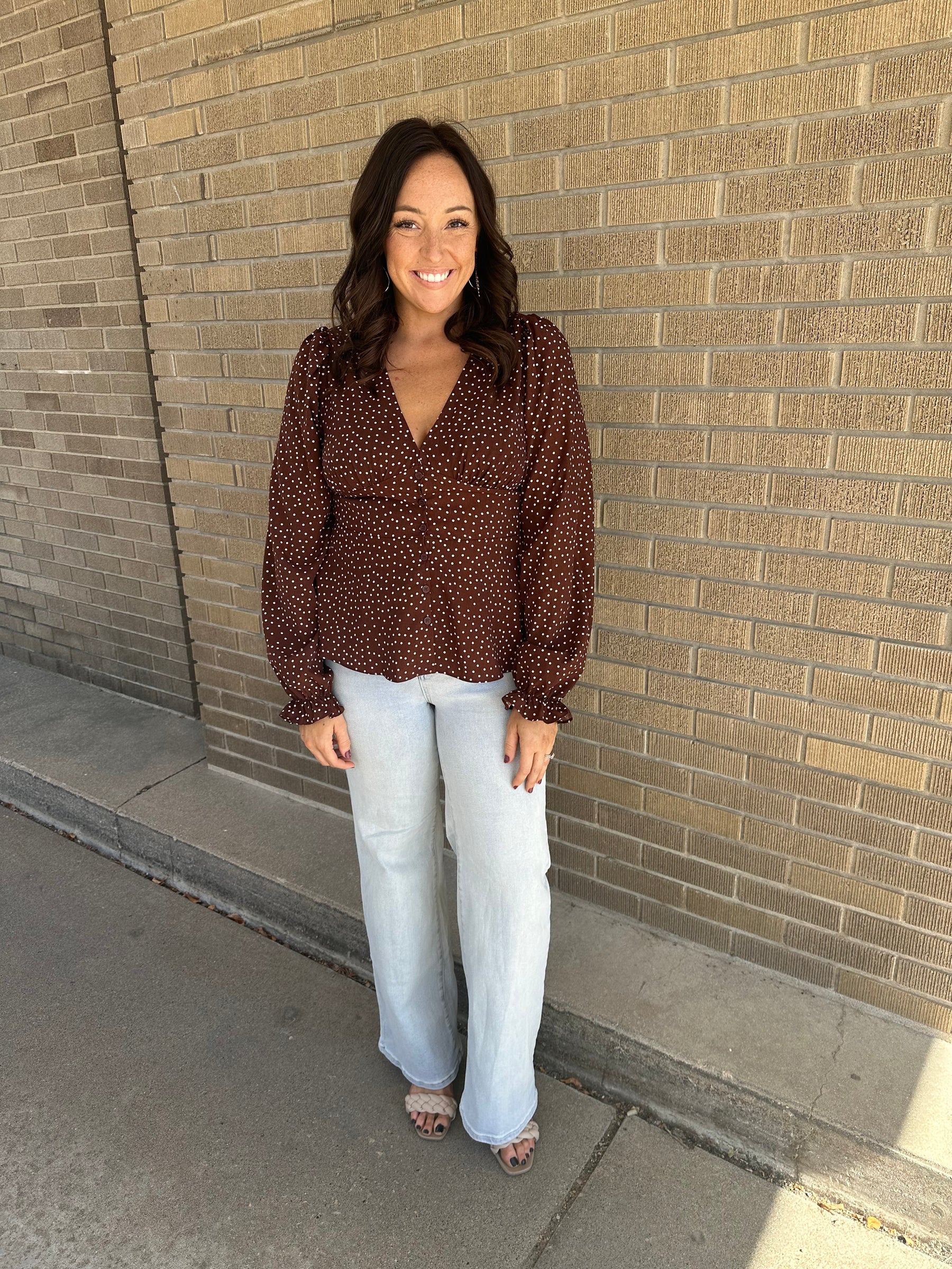 Chocolate Polka Dot Blouse