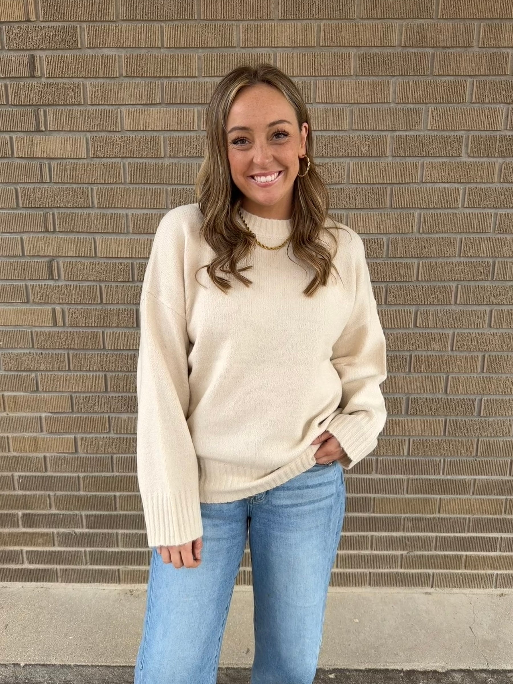 Oversized Crew Sweater - Cream